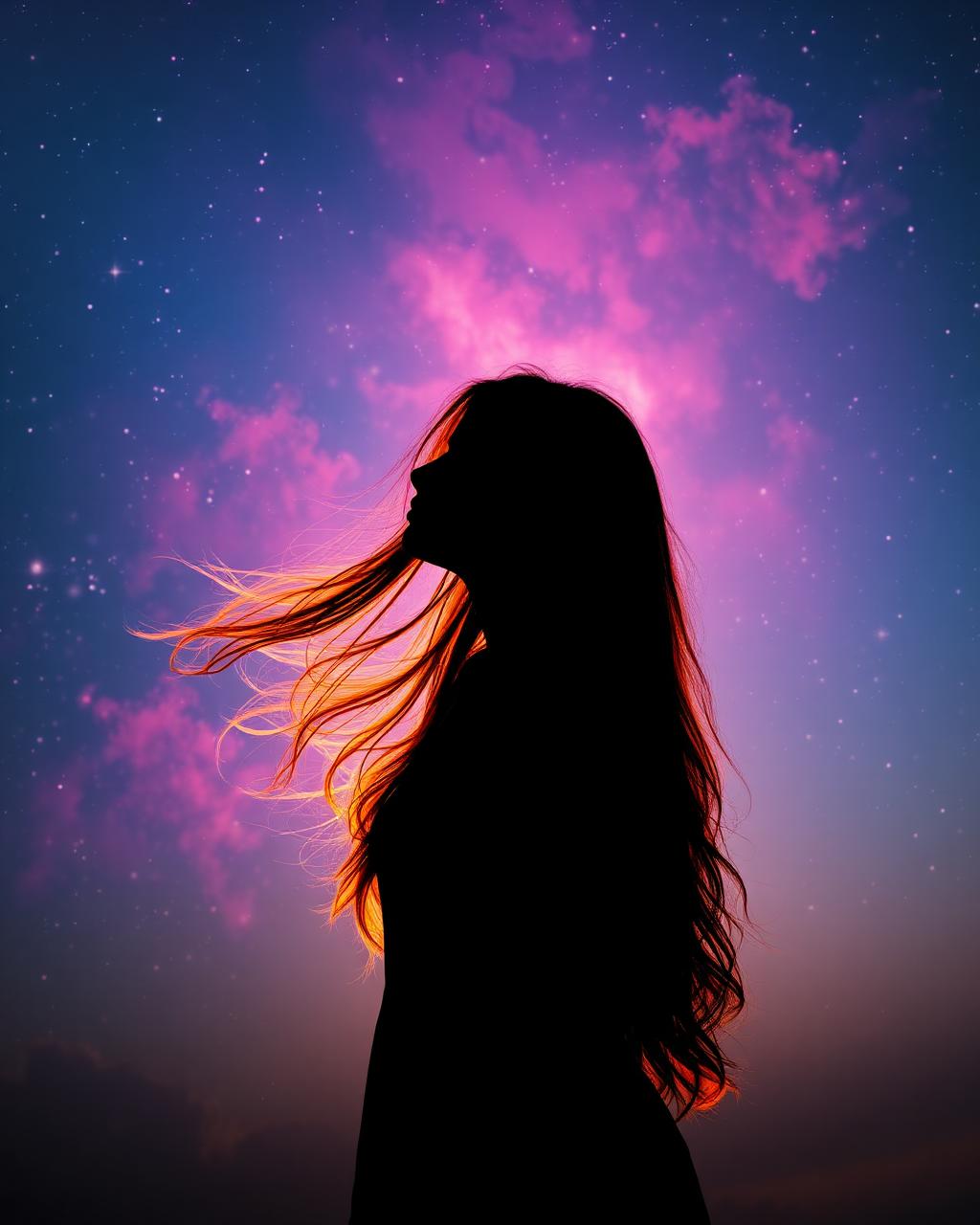 Portrait against cosmic sky